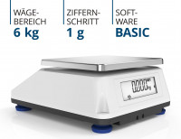 Vorschau: Kompaktwaage 6 kg mit Zweitdisplay kleine Plattform Vorschau: Kompaktwaage 6 kg mit Zweitdisplay kleine Plattform